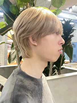 サンクプロジェクト(cinq PROJECT) 韓国風メンズベージュカラーダブルカラーハイトーンカラー