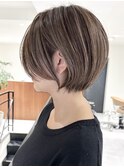 ハイライトバレイヤージュダブルカラーショートカット30代40代