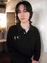 メンズボブウルフメンズミディアムレイヤーカットメンズウルフ
