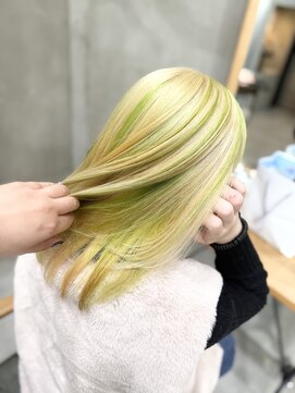 if 抜きっぱなしブロンド/ネオングリーン/デザインカラー