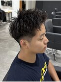 メンズカットスパイキーショート刈り上げショートパーマシャドウ