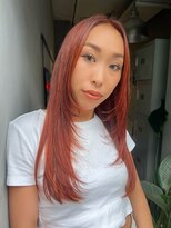 ジーナ 赤羽(XENA) 顔型別ヘアスタイル特集/ワンホンレイヤー/オレンジブラウン赤羽