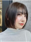 ボブ/レイヤーカット/髪質改善/ウェットヘア/オリーブベージュ