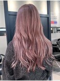 ベビーピンクミルクティーピンク美髪レイヤーロング_ba494531