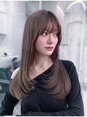 美髪韓国レイヤーイメチェン似合わせワイドバングロングレイヤー