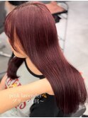 16340黒髪ローズブラウンダークレッドレイヤー髪質改善ロング