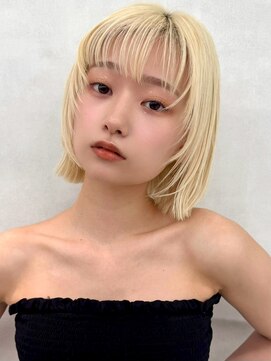 エジョン 八幡山店(Aejon) インナーカラー顔周りレイヤーボブハイトーン小顔カット