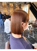 切りっぱなしボブ/ベージュ/似合わせカット