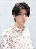 毛流れニュアンスパーマ センターパート