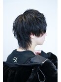 黒髪 BTS テテ風メンズマッシュウルフ 中性ヘア