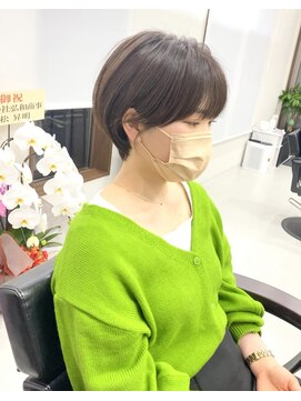 エルエスヘアー(LS HAIR) イメチェン　耳かけマッシュショート×暗髪オリーブグレージュ