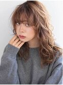 ルーズヘアくびれヘアくすみカラー前髪あり大人色気20代30代40代