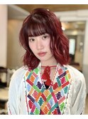 レイヤーロブ/'ワインレッドレッド/ブリーチなし/学割U24/20代