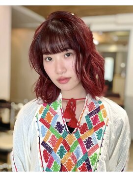 エイン(EYN) レイヤーロブ/'ワインレッドレッド/ブリーチなし/学割U24/20代