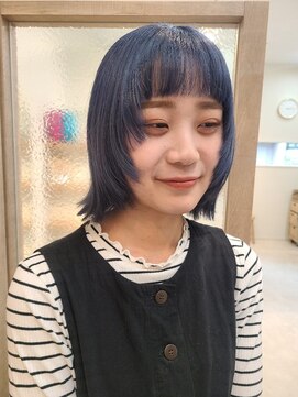 シアアルン 新小岩店(SHEER alun) ボブウルフ×ブルーカラー
