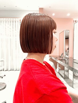 ケンジ 横浜(KENJE) ボブ/切りっぱなしボブ/結べないボブ/オレンジグレージュ