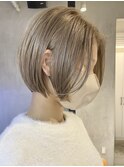 大人ショートボブヘアミルクティーベージュカラーグレイカラー★