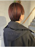 オレンジアンブレラ×伸ばしかけショートボブ