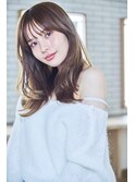 大人かわいい前髪セシルカットココアブラウンフリンジウェーブ