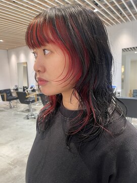 インナーカラー　レッド×ブラック 【N°3溝の口】