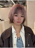 イメチェン/ピンクベージュ/アンブレラカラー/前髪/渋谷