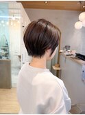 グレージュ/ショートボブ/シースルーバング/前髪/顔周り/横浜