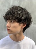 コンマヘアフェザーマッシュツイストパーマソフトツーブロック