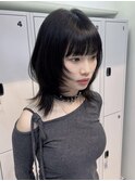 【Airi】韓国ウルフレイヤーハッシュカット艶髪ダークカラー