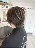 20代30代40代大人50代ショート×小顔カット抜け感丸みショート