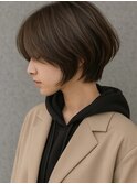ショートヘアフェイスレイヤー小顔前下がり透明感