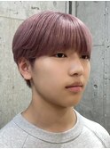 メンズハイトーンミルクティーピンクベージュカラーダブルカラー
