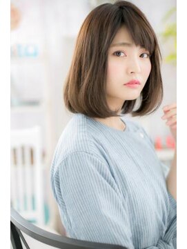 ミック ヘアアンドメイク アップ 駒込店(miq Hair&Make up) 大人ガーリー♪黒髪グレージュカラー小顔斜めバングc1