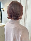 福山市caary人気ブリーチなし/愛されピンク系カラー/前髪パーマ