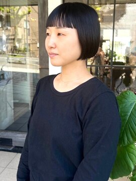 モク 京都北白川店(MOK) 【黒髪ミニボブ】ぱつっと前髪でカジュアルに