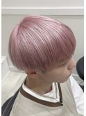 ブリーチ2回ホワイトピンク/マッシュ/ニュアンスパーマ/メンズ
