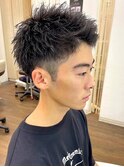 スパイキーショートカットビジネスヘア短髪ツイストパーマヘア