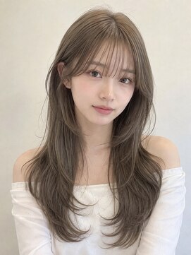 ベル 新宿(Belle) 韓国風レイヤーカットシースルーバングミントカラーグレージュ