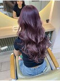 ピンクラベンダー　ハイトーン　ケアブリーチ　巻き髪　横浜★