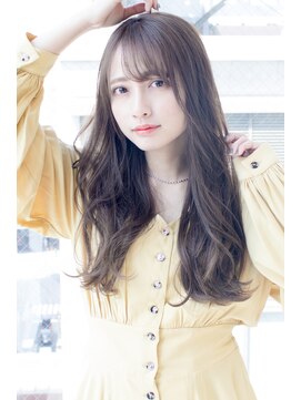 アフロート ギンザ(AFLOAT GINZA) AFLOAT明日香の アッシュブラウン ネイビーカラー 斜めバング