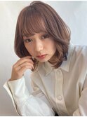 小顔ミディアムマッシュウルフピンクブラウン/Viot by Salon片山