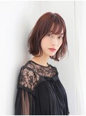 マロンベージュ×小顔前髪×ボブルフ