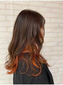 ロングヘア/インナーカラー/オレンジカラー
