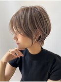 立川似合わせカット小顔ショート丸みショートボブグレージュ