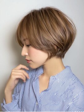 レリーノーブル 西宮北口(RelyNoble) 顔周りスッキリショート×美肌ハイライトで華やか[西宮北口]