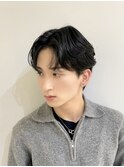 ブルーブラックフェザーパーマサーフカールセンターパート