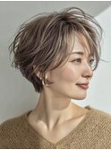 白髪ぼかし脱白髪染め似合わせショートボブ40代50代60代♪