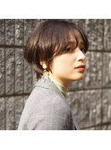 流しバングのショートマッシュ