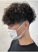 波巻きパーマメンズパーマメンズヘアツーブロックツイストパーマ