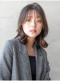 大人かわいい前髪セシルカットココアブラウンフリンジウェーブ