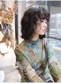 くせ毛風/前髪パーマ/ボブパーマ/アッシュブラック/FIEL東戸塚